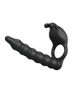 Blackney Anillo Vibrador con Plug Silicona Negro 2