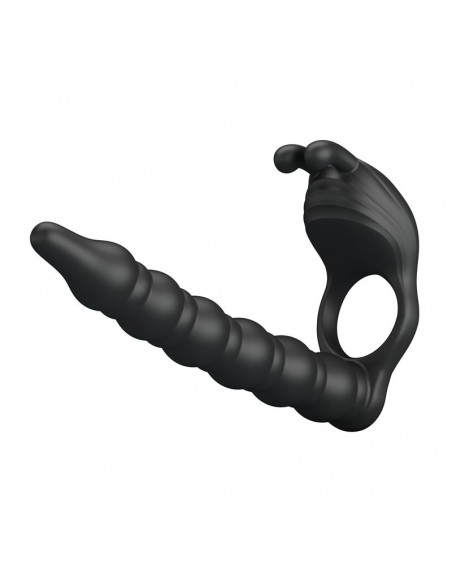 Blackney Anillo Vibrador con Plug Silicona Negro