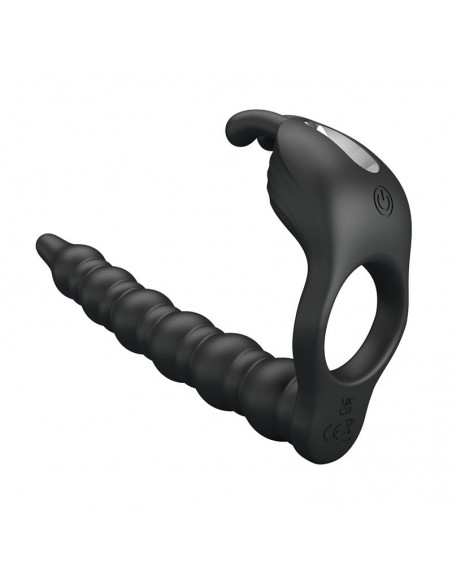 Blackney Anillo Vibrador con Plug Silicona Negro