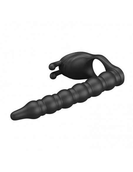 Blackney Anillo Vibrador con Plug Silicona Negro