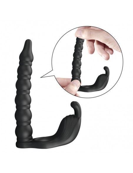 Blackney Anillo Vibrador con Plug Silicona Negro