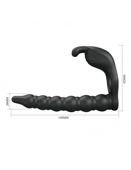 Blackney Anillo Vibrador con Plug Silicona Negro