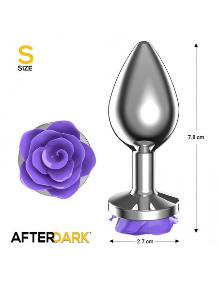 Plug Anal de Metal con Rosa Purpura en la Base Talla S