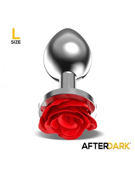 Plug Anal de Metal con Rosa Roja en la Base Talla L