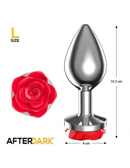 Plug Anal de Metal con Rosa Roja en la Base Talla L
