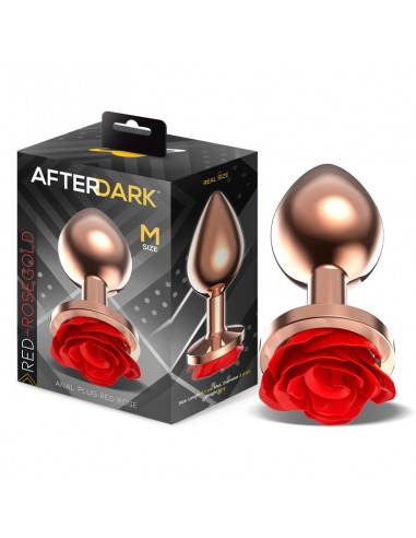 Rose Plug Anal Oro Rosa con Rosa Roja en la Base Talla M