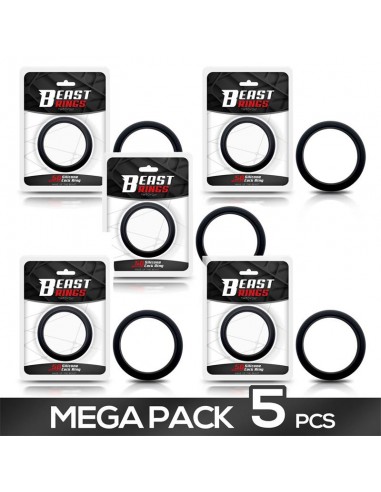 Pack de 5 Anillo para el Pene Silicona Solida 5 cm Negro
