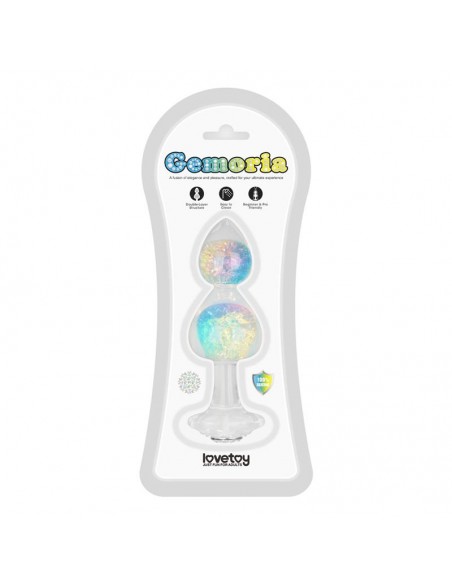 Gemoria Plug Anal de Silicona con Centro de Cristal Multicolor