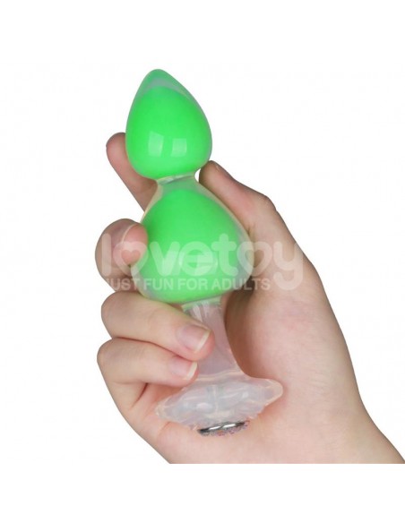 Gemoria Plug Anal Silicona Bola Interna Acero Brilla en la Oscuridad