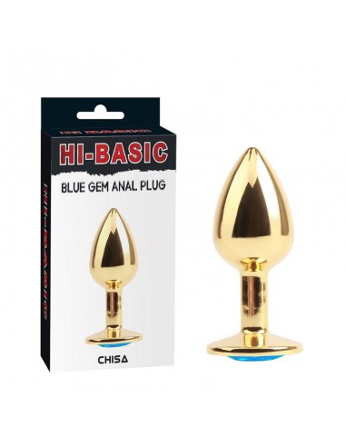 Plug Anal Dorado con Gema Azul