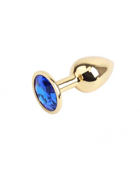 Plug Anal Dorado con Gema Azul