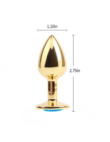 Plug Anal Dorado con Gema Azul