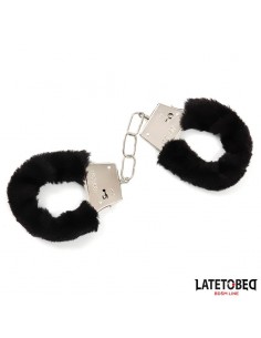 Esposas de Metal Furry con Pelo Negro 2