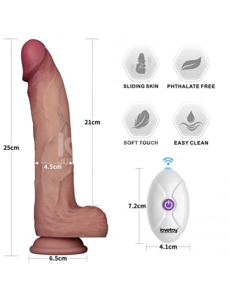 Dildo con Vibracion Piel Deslizante Silicona Dual Layer 10