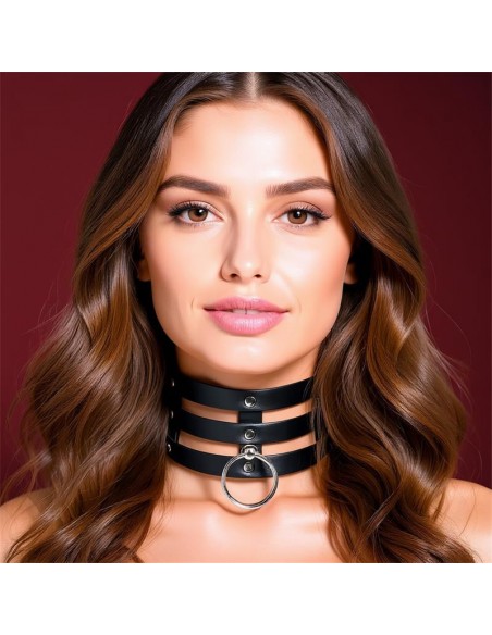 Collar Ancho con Aro Cuero Vegano Talla unica