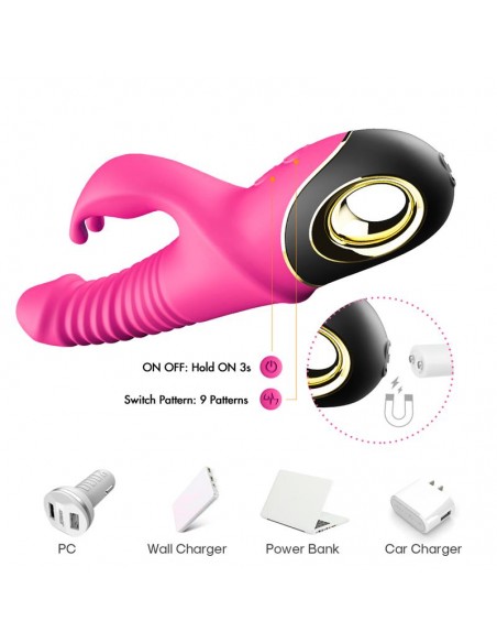 Vibrador con Thrusting y Oscilacion 360º Rosa