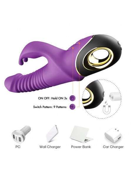 Vibrador con Thrusting y Oscilacion 360º Purpura