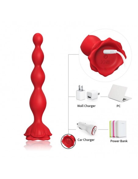 Cadena Anal con Vibracion Base de Rosa