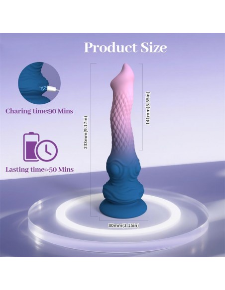 Dildo Fantasia Vibracion Oscilacion y Ventosa 233 cm