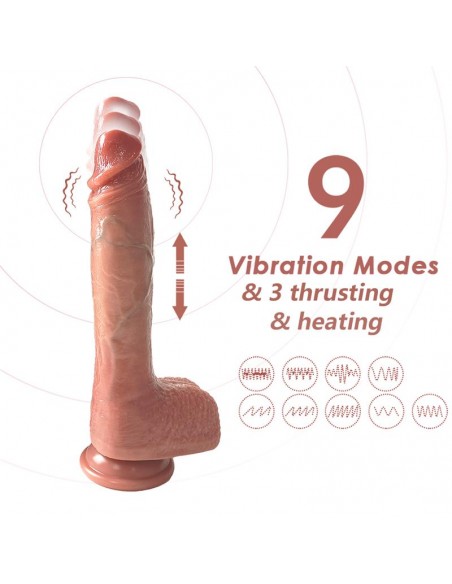 Dildo con Vibracion Thrusting y Calor 24 cm