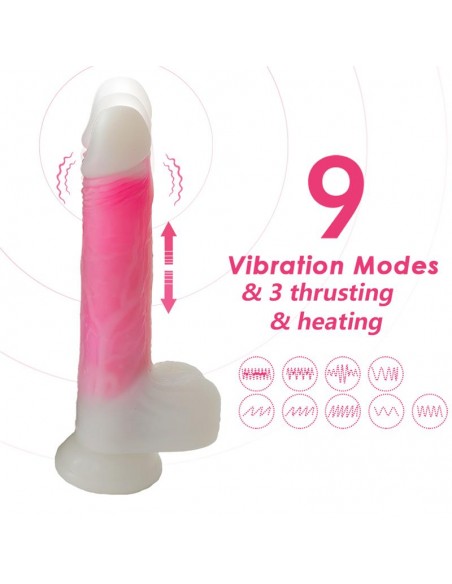 Dildo Doble Capa con Vibracion Thrusting y Calor 215 cm