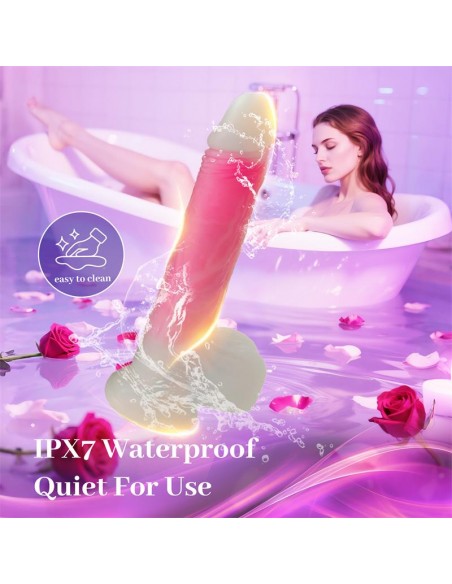 Dildo Doble Capa con Vibracion Thrusting y Calor 215 cm
