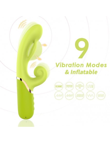 Vibrador con Funcion de Inflado Verde